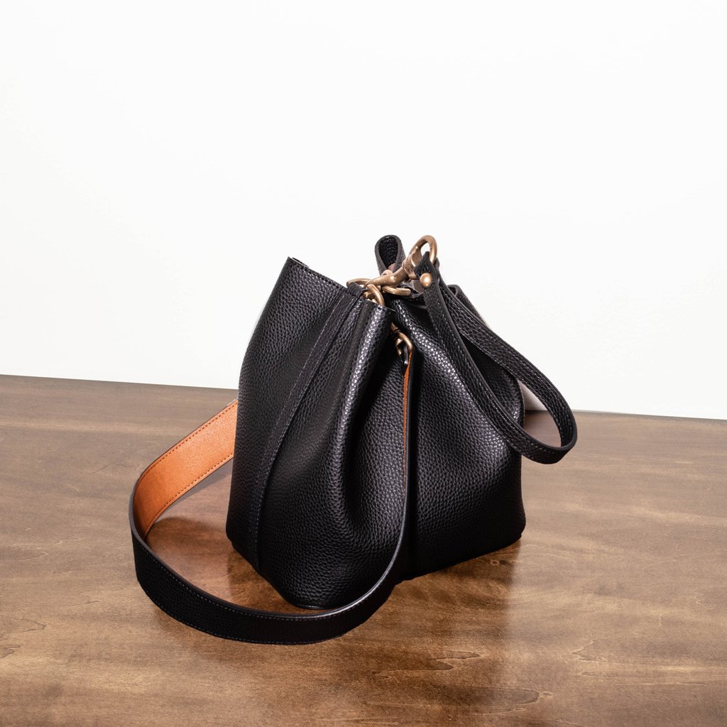 Angela Roi, Bags, Angela Roi Angelou Mini Bucket Bag Faux Pebbled Leather  Purse Shoulder Bag Ecru
